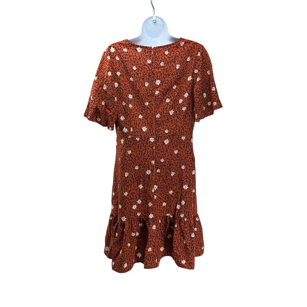 Girl In Mind Shift Midi Dress Flutter Sleeves Size 8 Orange Floral Animal Print - Picture 4 of 4